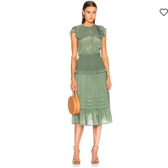 SEA New York Cecile Short Sleeve Smocked Dress in Jade NWOT - Picture 2 of 5